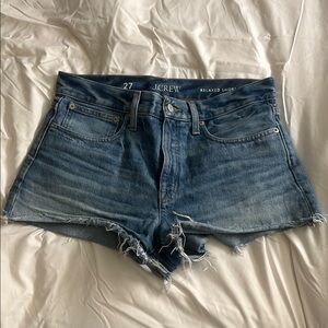 J. Crew Blue Jean Shorts with Raw Hem and Distressed Look